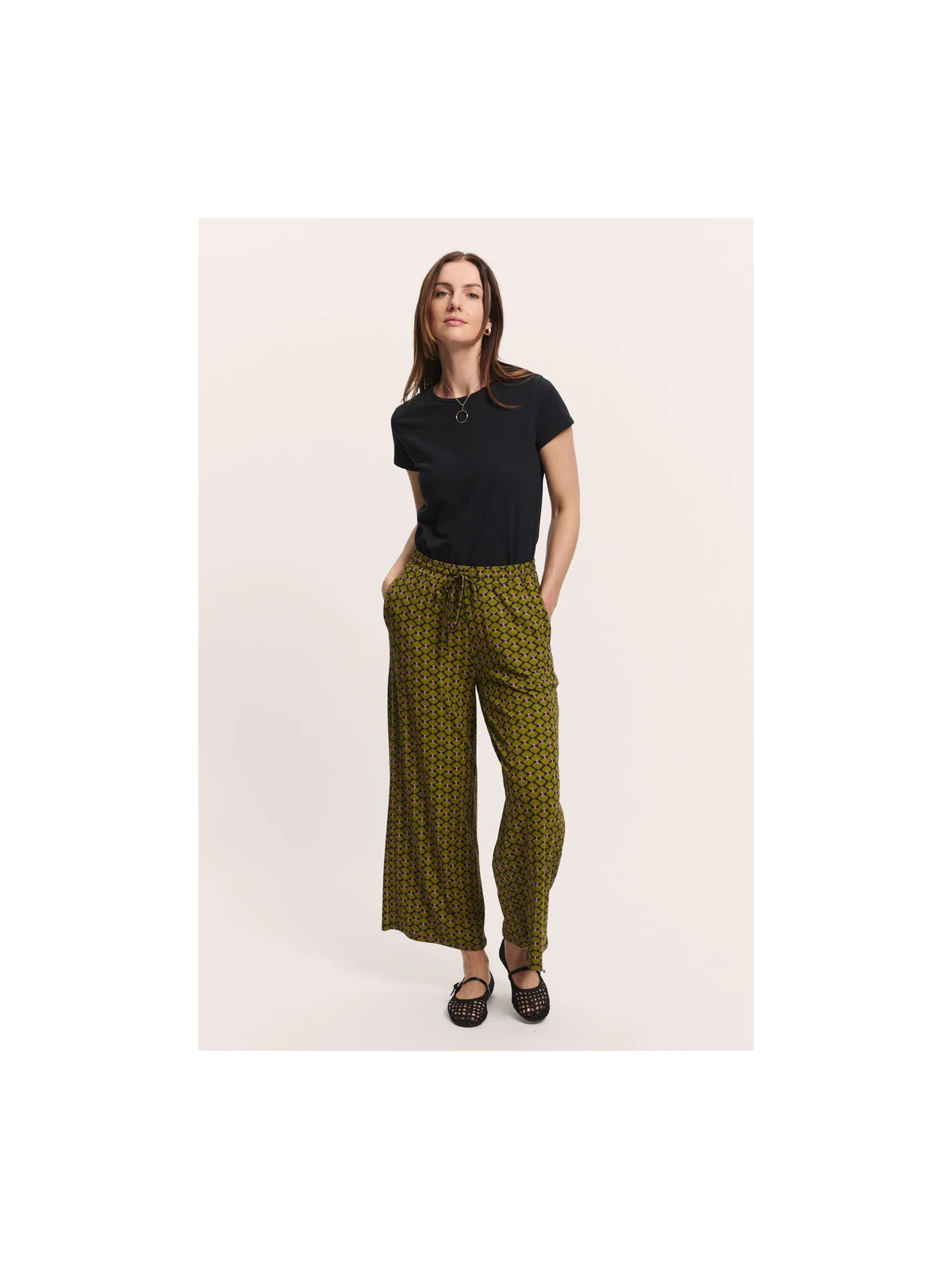 Pantalon Fluide pour Femme en Mousseline 100% Coton Bio Imprimé  rouge - Tranquillo