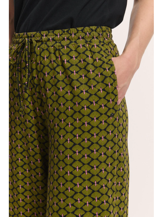 Pantalon Fluide pour Femme en Mousseline 100% Coton Bio Imprimé  rouge - Tranquillo