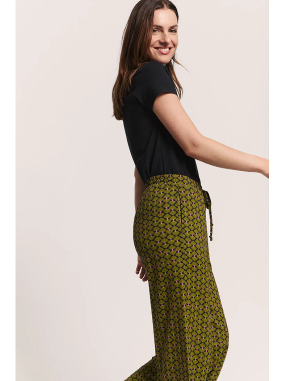 Pantalon Fluide pour Femme en Mousseline 100% Coton Bio Imprimé  rouge - Tranquillo