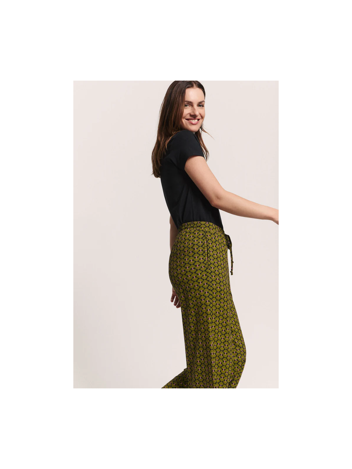 Pantalon Fluide pour Femme en Mousseline 100% Coton Bio Imprimé  rouge - Tranquillo