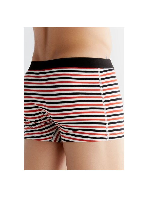 boxer homme coton bio albero natur rayé rouge noir et blanc