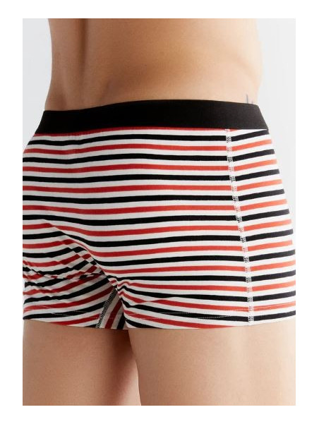 boxer homme coton bio albero natur rayé rouge noir et blanc