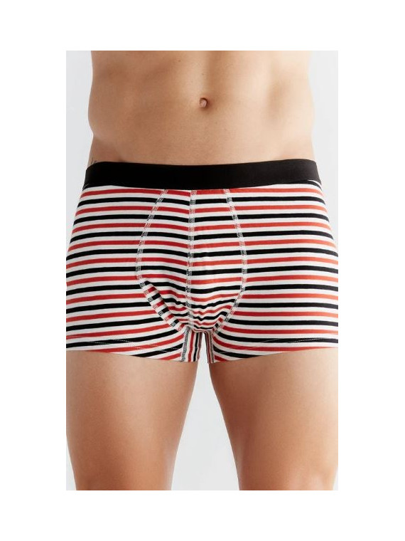 boxer homme en coton bio albero natur rayé rouge noir et blanc