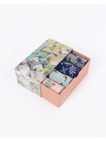 Coffret "Oiseaux" chaussettes bambou & coton bio 37-41