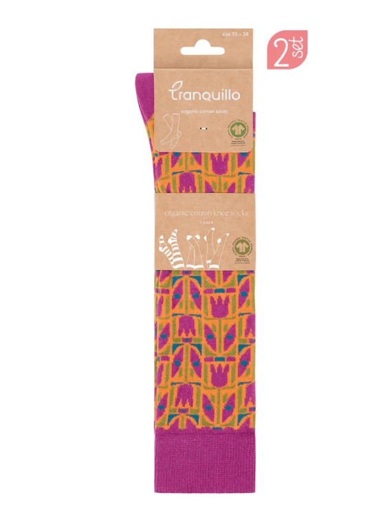 Lot de 2 paires de Chaussettes Hautes en coton bio "TULIPAA"