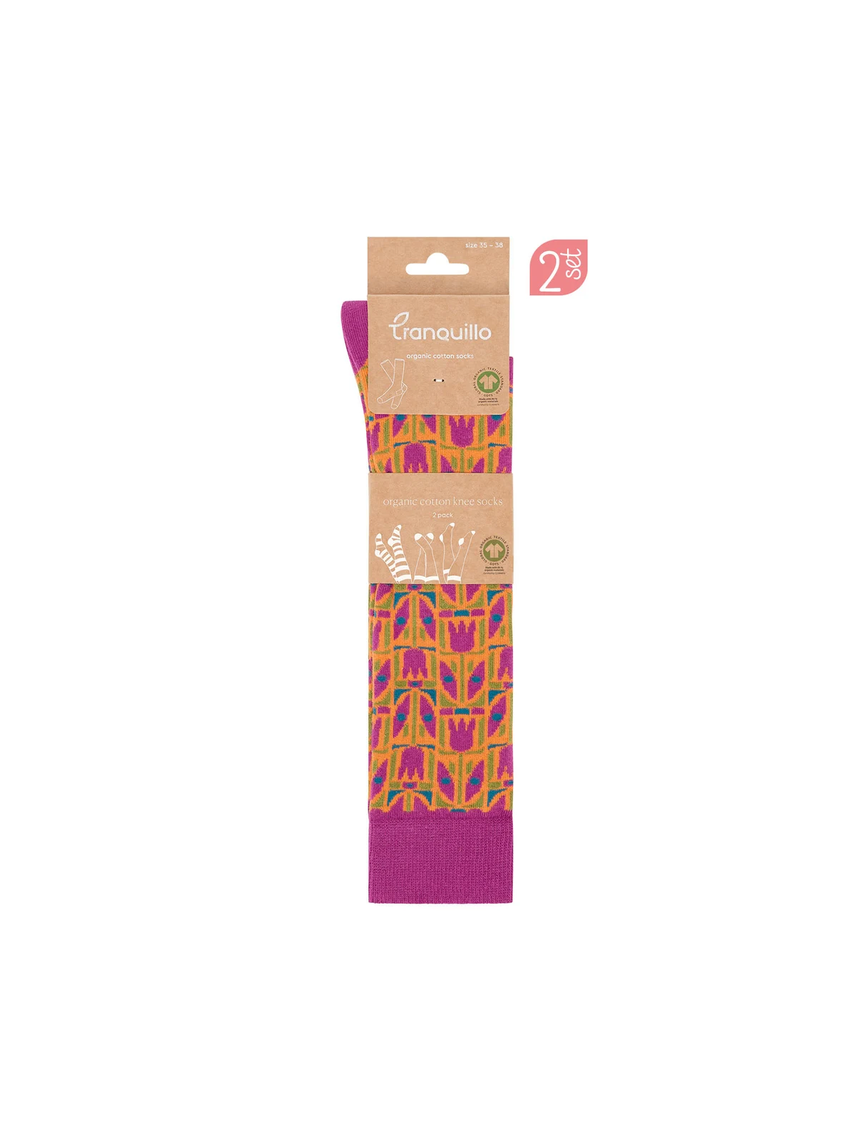 Lot de 2 paires de Chaussettes Hautes en coton bio "TULIPAA"