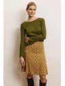 Jupe mi-longue pour Femme en Ecovéro Imprimé tulipe ocre- Tranquillo
