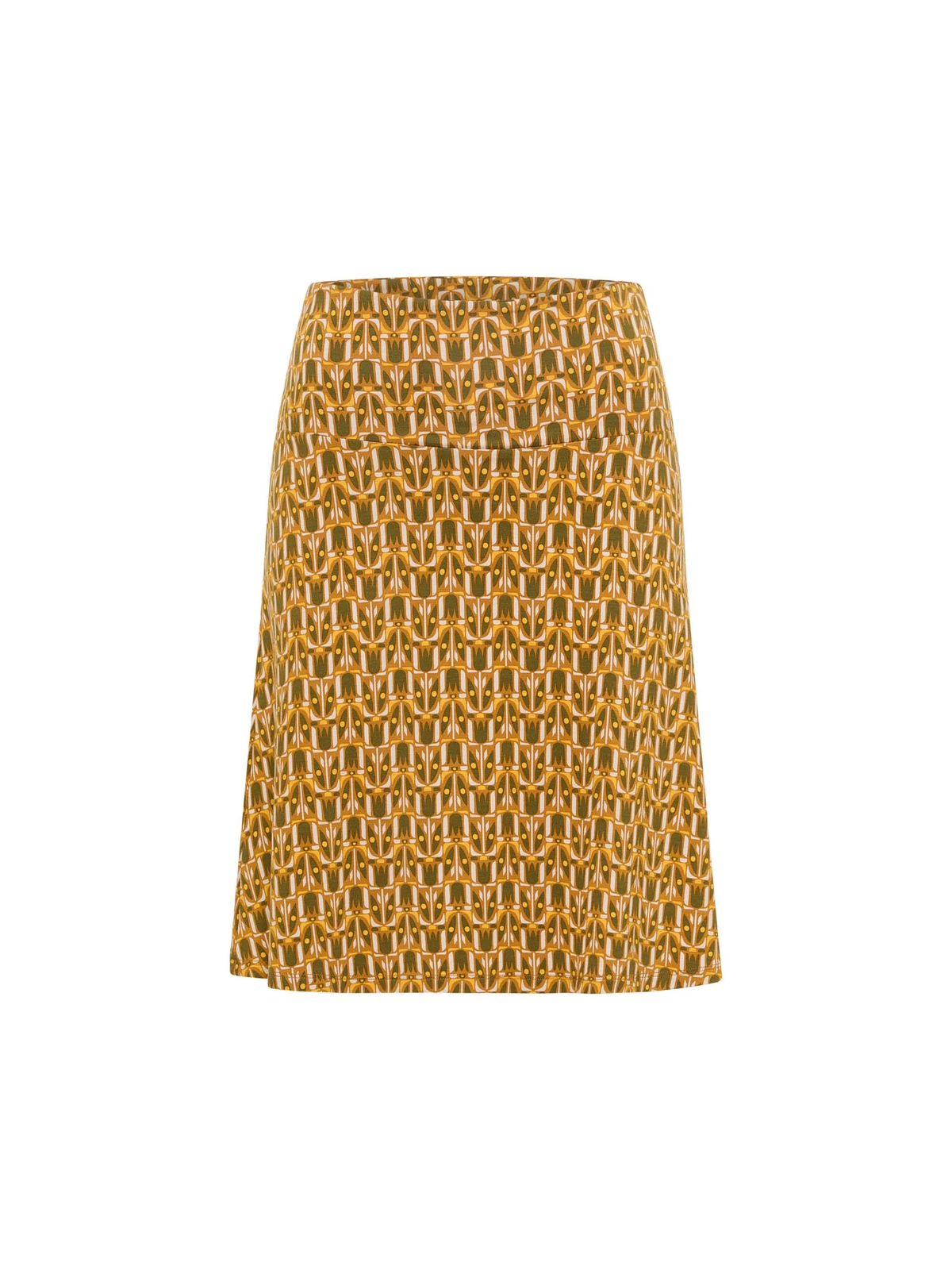 Jupe mi-longue pour Femme en Ecovéro Imprimé tulipe ocre- Tranquillo