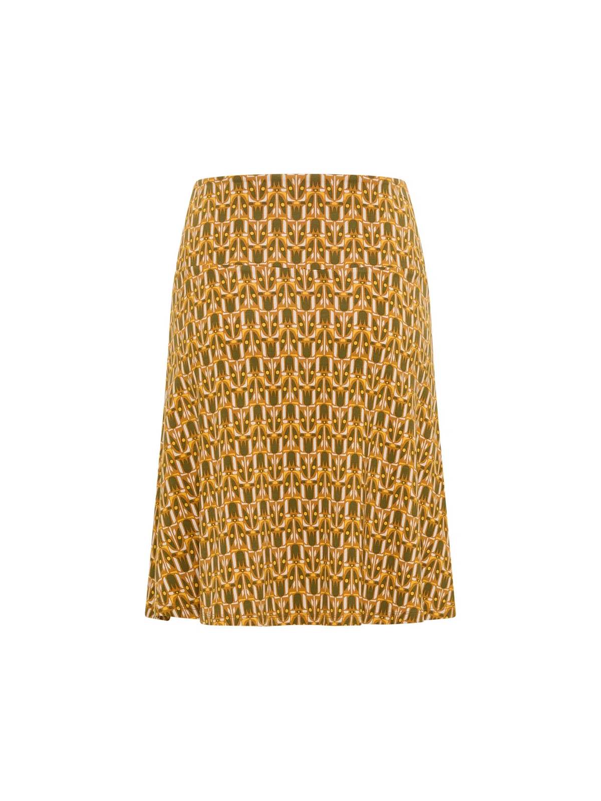 Jupe mi-longue pour Femme en Ecovéro Imprimé tulipe ocre- Tranquillo