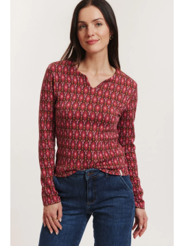 Pull au Look Rétro en Coton BIO couleur Framboise - Tranquillo