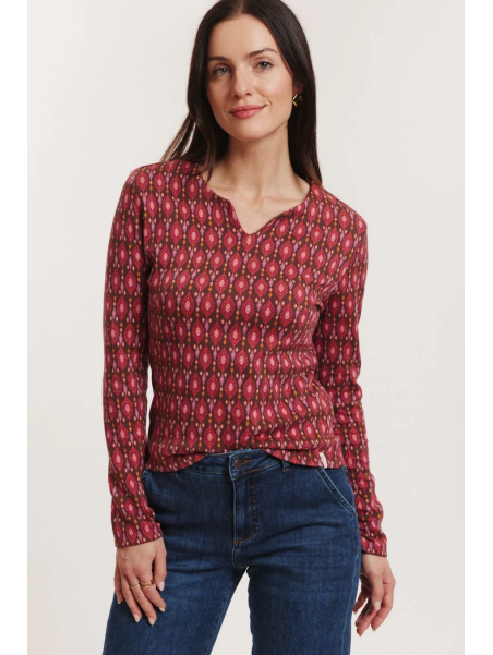 Pull au Look Rétro en Coton BIO couleur Framboise - Tranquillo