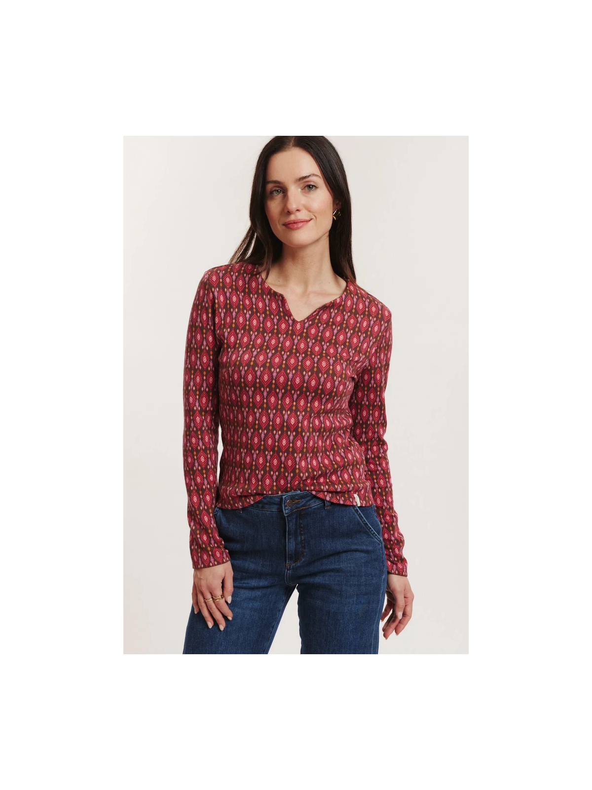 Pull au Look Rétro en Coton BIO couleur Framboise - Tranquillo