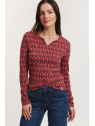 Pull au Look Rétro en Coton BIO couleur Framboise - Tranquillo