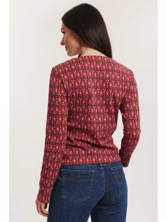 Pull au Look Rétro en Coton BIO couleur Framboise - Tranquillo