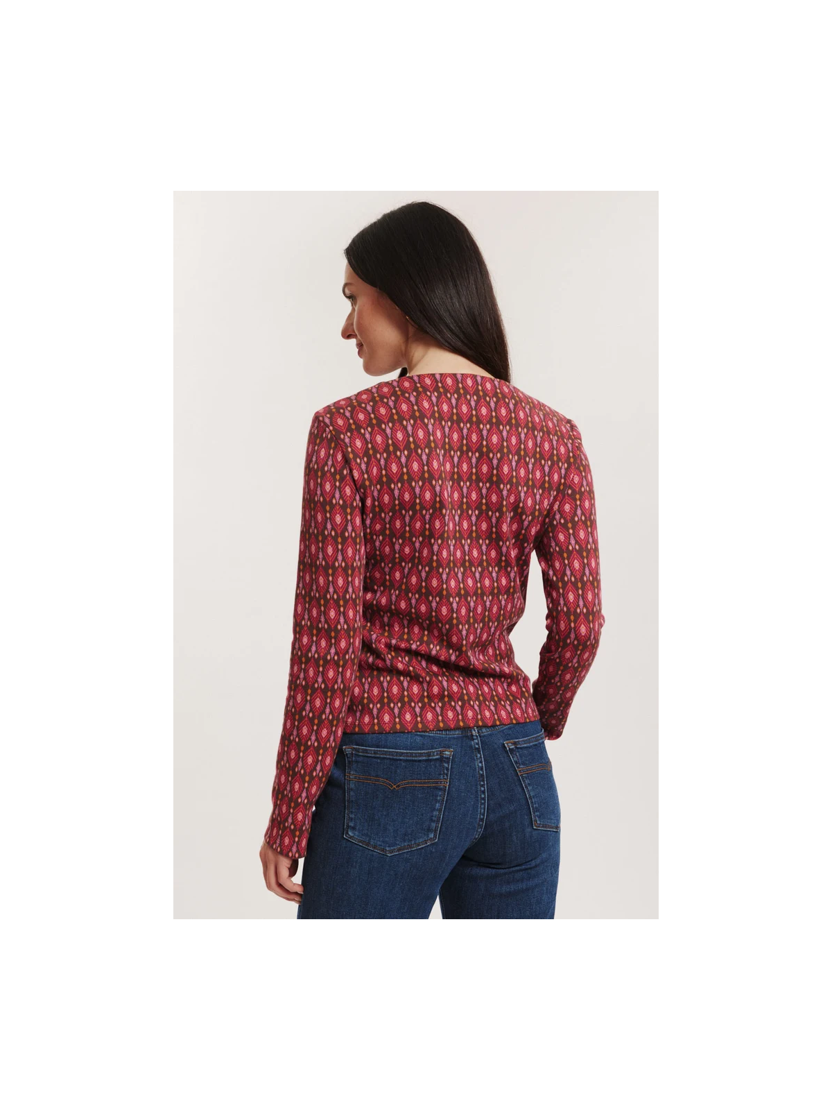 Pull au Look Rétro en Coton BIO couleur Framboise - Tranquillo