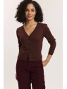 Cardigan pour Femme en 100% Coton Bio Couleur Chocolat - Tranquillo