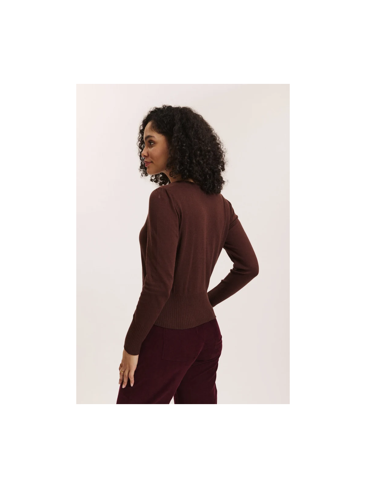 Cardigan pour Femme en 100% Coton Bio Couleur Chocolat - Tranquillo
