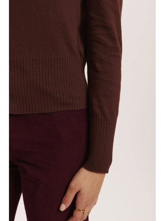 Cardigan pour Femme en 100% Coton Bio Couleur Chocolat - Tranquillo
