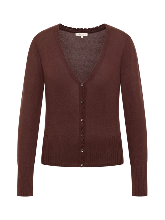 Cardigan pour Femme en 100% Coton Bio Couleur Chocolat - Tranquillo