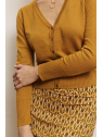 Cardigan pour Femme en 100% Coton Bio Couleur Ocre- Tranquillo