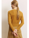 Cardigan pour Femme en 100% Coton Bio Couleur Ocre- Tranquillo