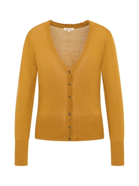 Cardigan pour Femme en 100% Coton Bio Couleur Ocre- Tranquillo