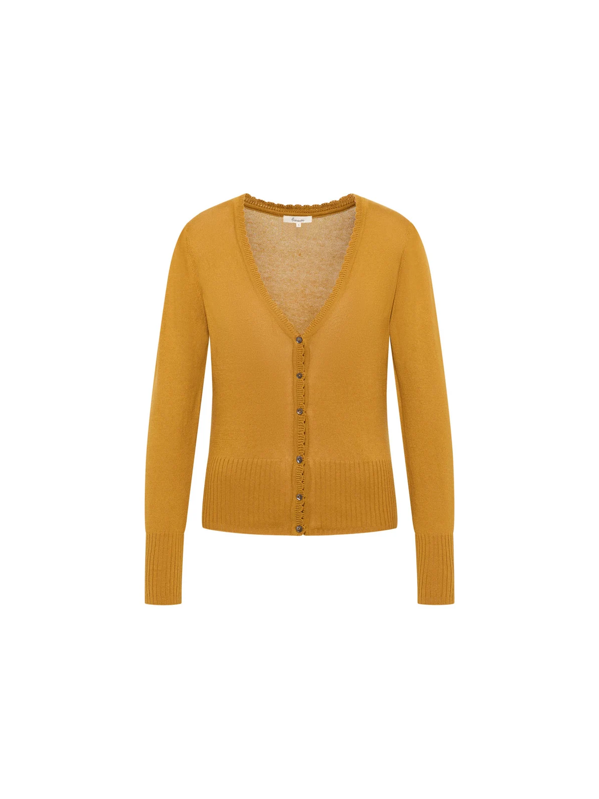 Cardigan pour Femme en 100% Coton Bio Couleur Ocre- Tranquillo