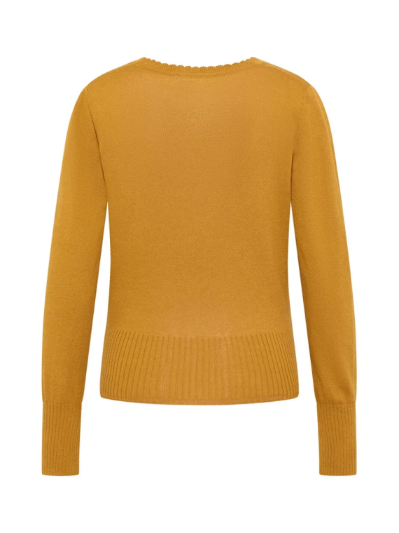 Cardigan pour Femme en 100% Coton Bio Couleur Ocre- Tranquillo