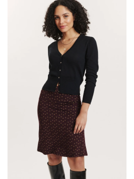 Jupe mi-longue pour Femme en Ecovéro Imprimé Bordeaux- Tranquillo