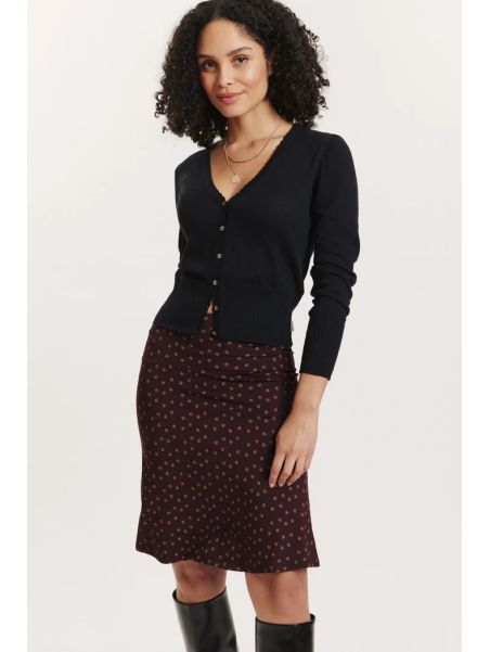 Jupe mi-longue pour Femme en Ecovéro Imprimé Bordeaux- Tranquillo