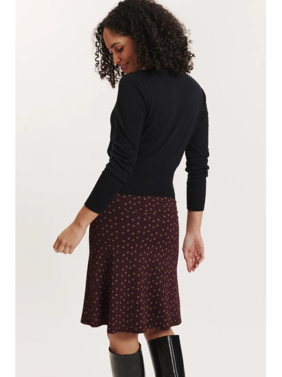 Jupe mi-longue pour Femme en Ecovéro Imprimé Bordeaux- Tranquillo