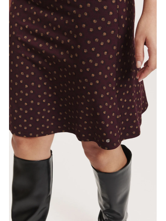 Jupe mi-longue pour Femme en Ecovéro Imprimé Bordeaux- Tranquillo