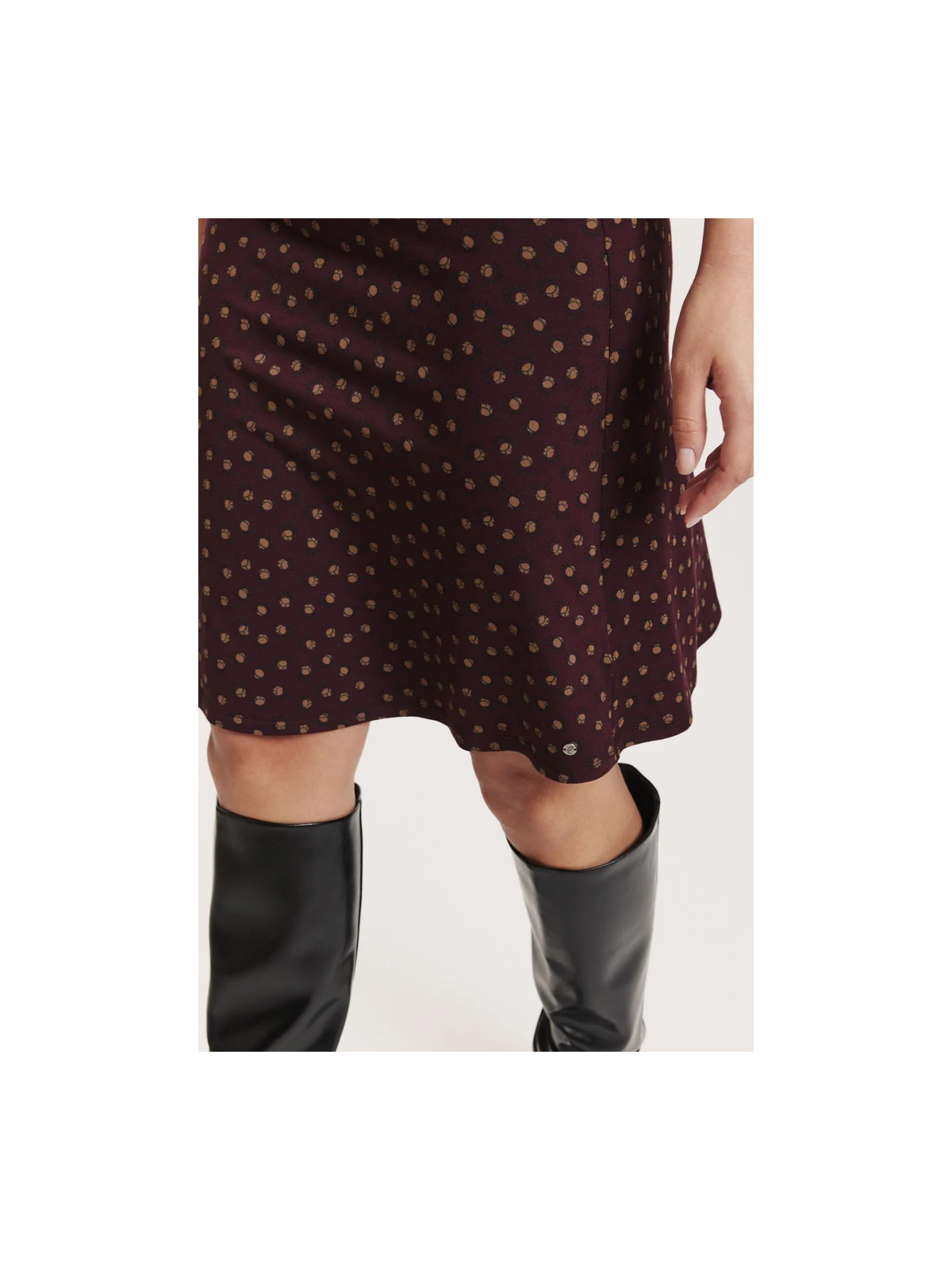 Jupe mi-longue pour Femme en Ecovéro Imprimé Bordeaux- Tranquillo