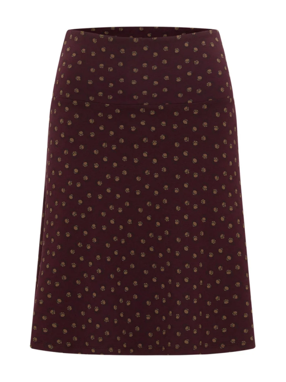 Jupe mi-longue pour Femme en Ecovéro Imprimé Bordeaux- Tranquillo