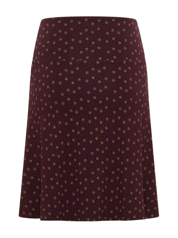 Jupe mi-longue pour Femme en Ecovéro Imprimé Bordeaux- Tranquillo
