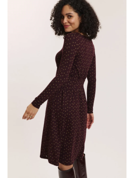 Robe mi-longue pour Femme en Ecovéro Imprimé Bordeaux- Tranquillo