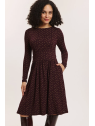Robe mi-longue pour Femme en Ecovéro Imprimé Bordeaux- Tranquillo