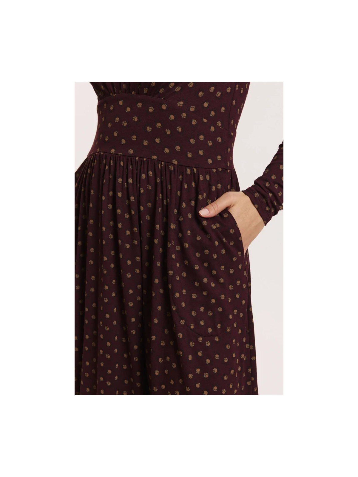 Robe mi-longue pour Femme en Ecovéro Imprimé Bordeaux- Tranquillo
