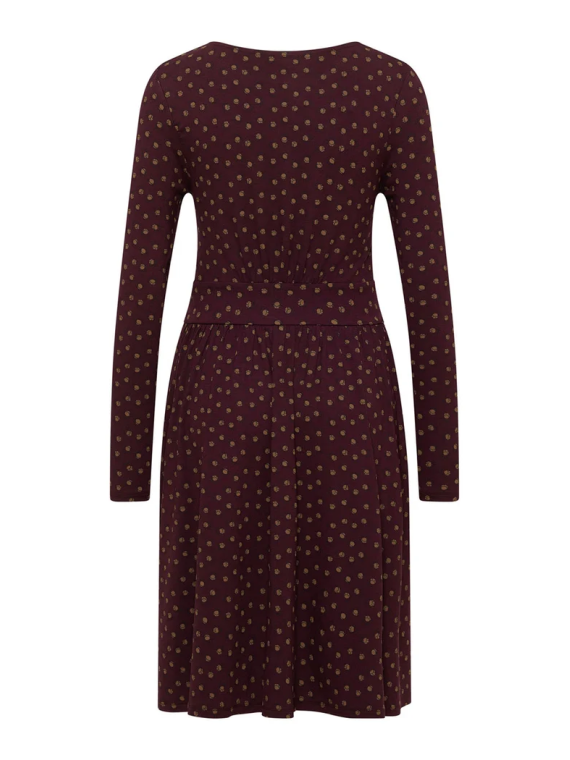 Robe mi-longue pour Femme en Ecovéro Imprimé Bordeaux- Tranquillo