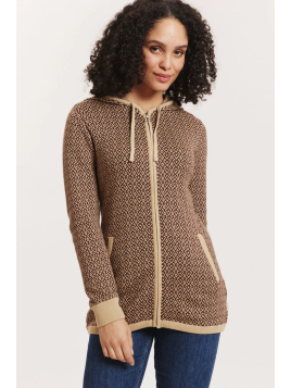 Veste 3/4 à capuche 100% Coton BIO chocolat - Tranquillo
