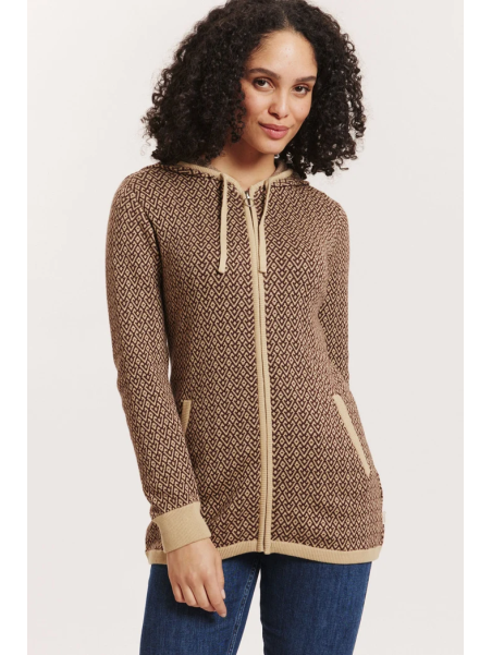 Veste 3/4 à capuche 100% Coton BIO chocolat - Tranquillo