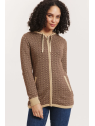 Veste 3/4 à capuche 100% Coton BIO chocolat - Tranquillo