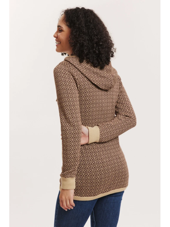 Veste 3/4 à capuche 100% Coton BIO chocolat - Tranquillo