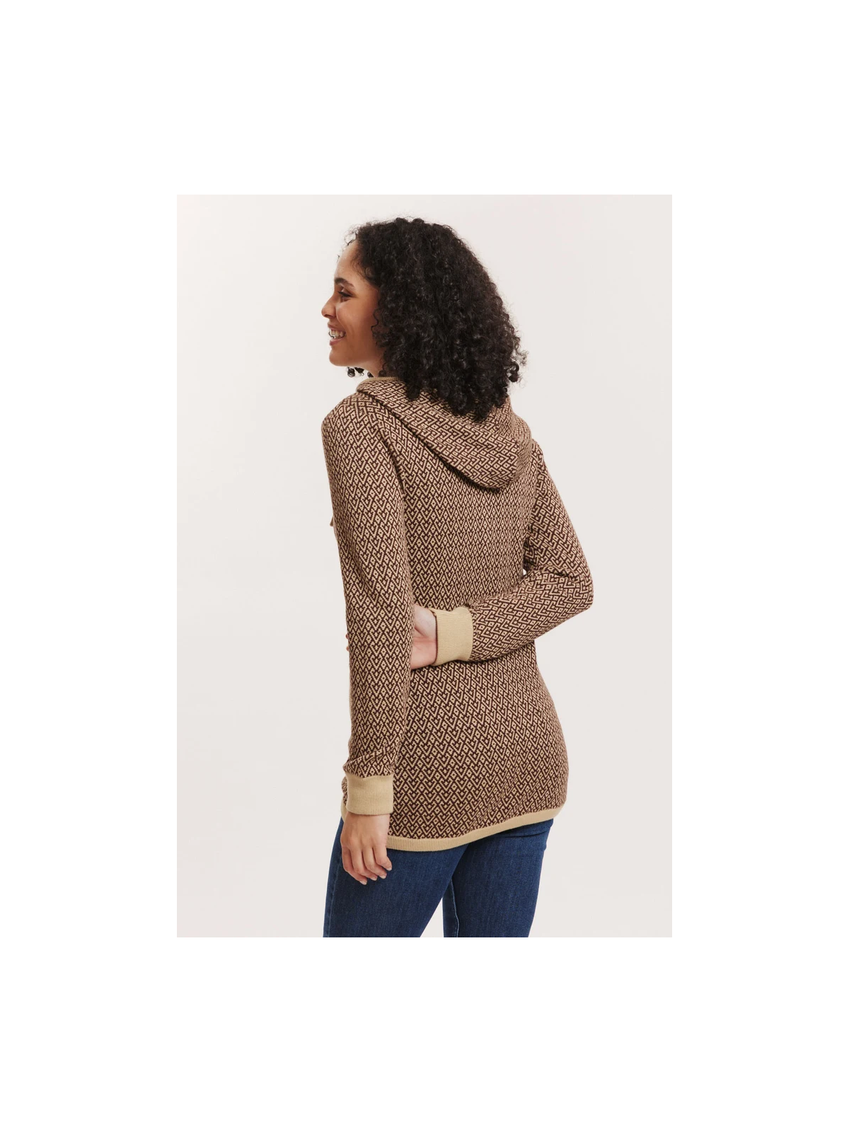 Veste 3/4 à capuche 100% Coton BIO chocolat - Tranquillo