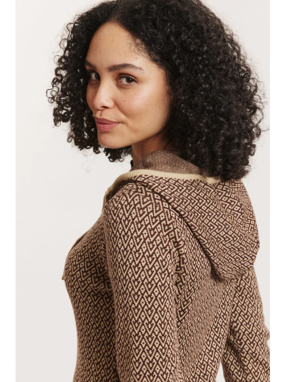 Veste 3/4 à capuche 100% Coton BIO chocolat - Tranquillo