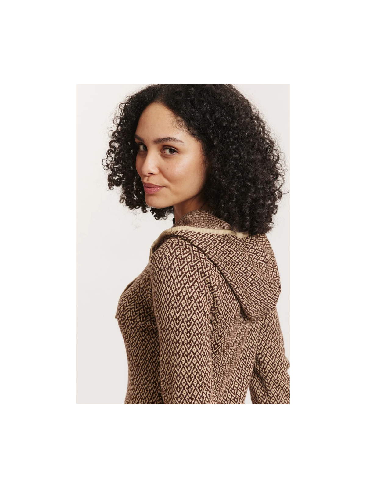 Veste 3/4 à capuche 100% Coton BIO chocolat - Tranquillo