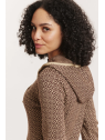 Veste 3/4 à capuche 100% Coton BIO chocolat - Tranquillo