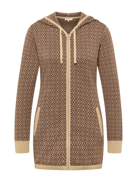 Veste 3/4 à capuche 100% Coton BIO chocolat - Tranquillo