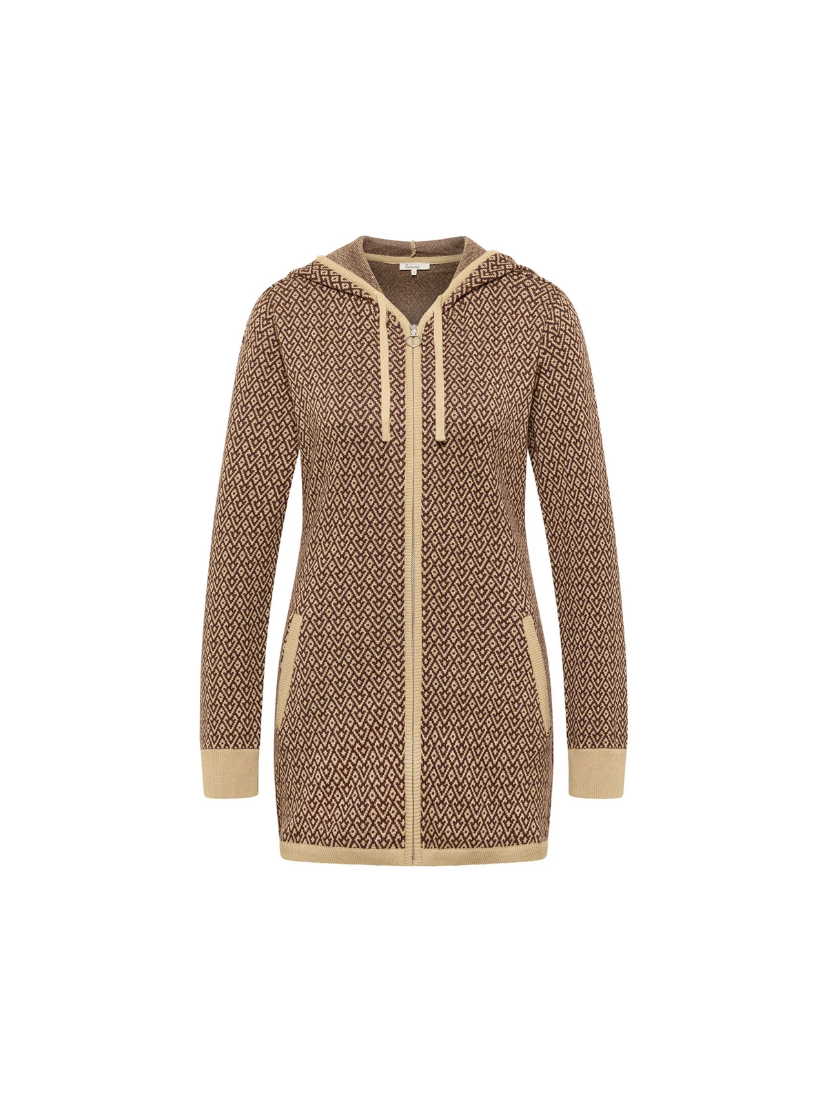 Veste 3/4 à capuche 100% Coton BIO chocolat - Tranquillo