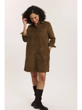 Robe en Velours Côtelé 100% Coton BIO Taupe- Tranquillo